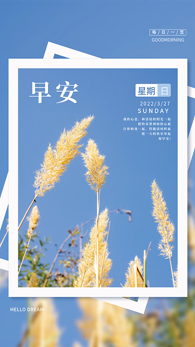 简约小清新早安日签早安壁纸早安问候海报
