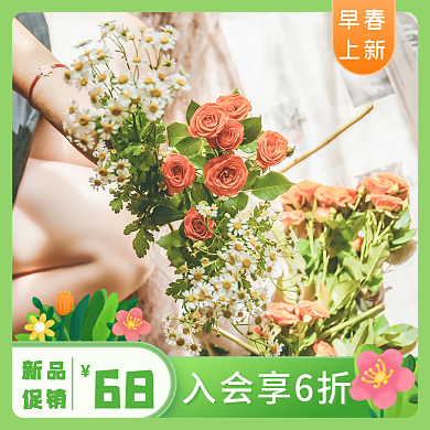 春新品鲜花促销插画电商主图