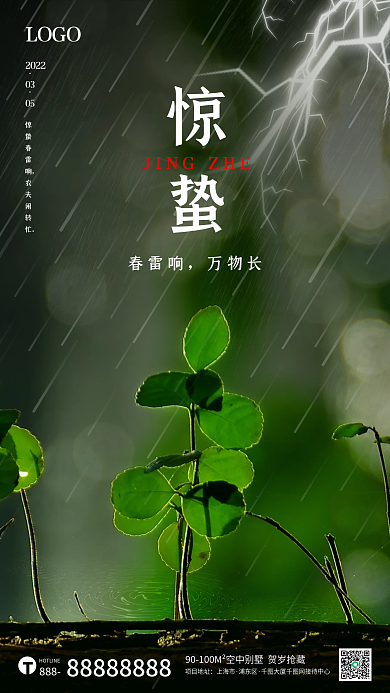 简约惊蛰手机海报
