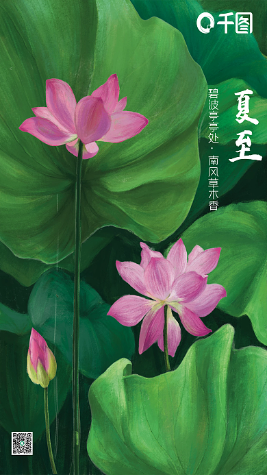 夏至节气手绘海报