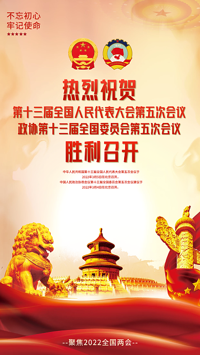 2022年全国两会胜利召开党建海报背景