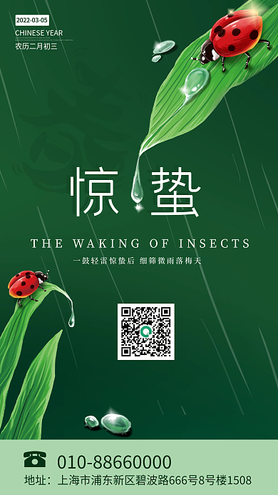简约清新惊蛰手机海报