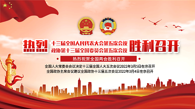 2022全国两会胜利召开宣传展板