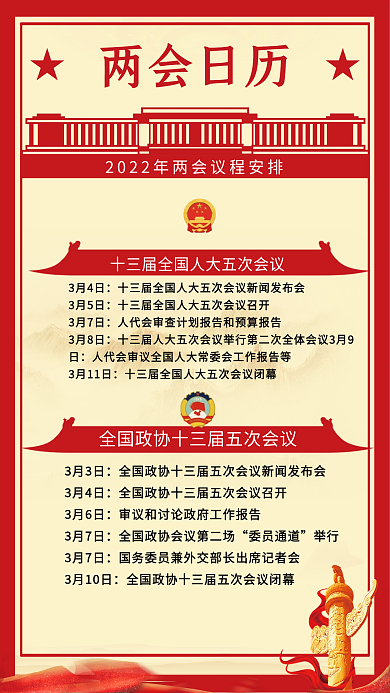 2022年两会议程宣传海报