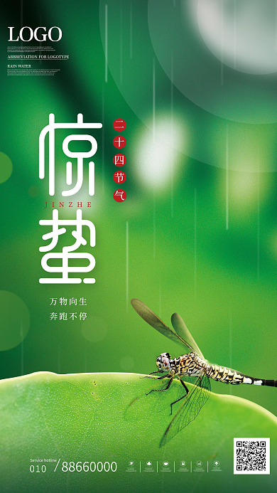 简约大气二十四节气惊蛰节日海报