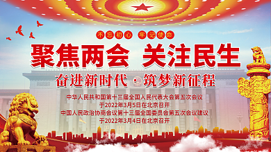 聚焦两会关注民生党建展板海报
