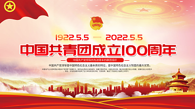 中国共青团成立100周年展板
