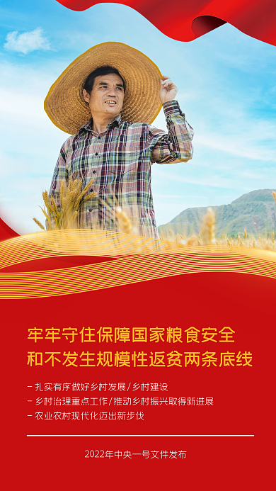 中央一号文件三农工作宣传手机海报