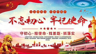 不忘初心牢记使命党建展板海报