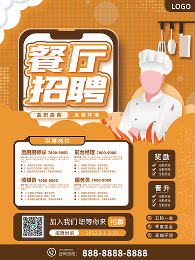 餐厅员工招聘海报