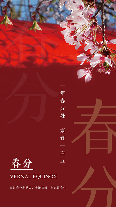 春分传统二十四节气创意简约海报