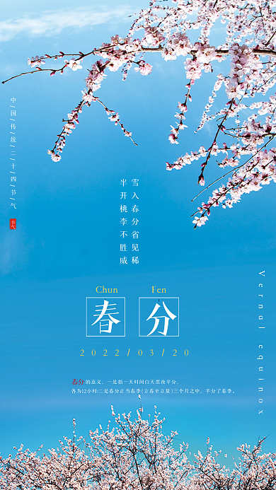 二十四节气简约春分节气宣传海报