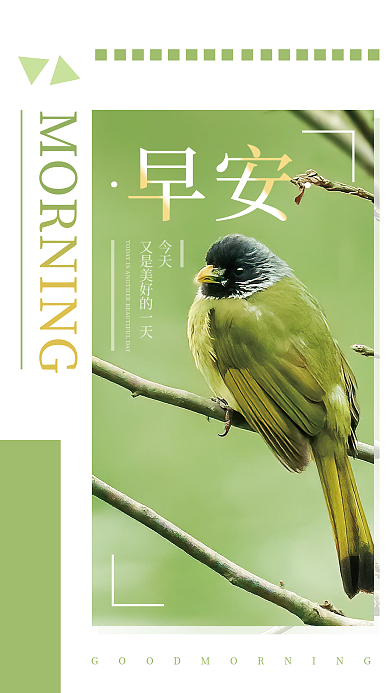 小清新简约早安励志配图海报