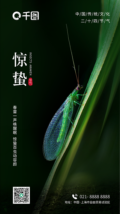 清新简约大气高级地产惊蛰二十四节气海报