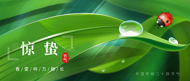 简约清新惊蛰传统二十四节气公众号封面