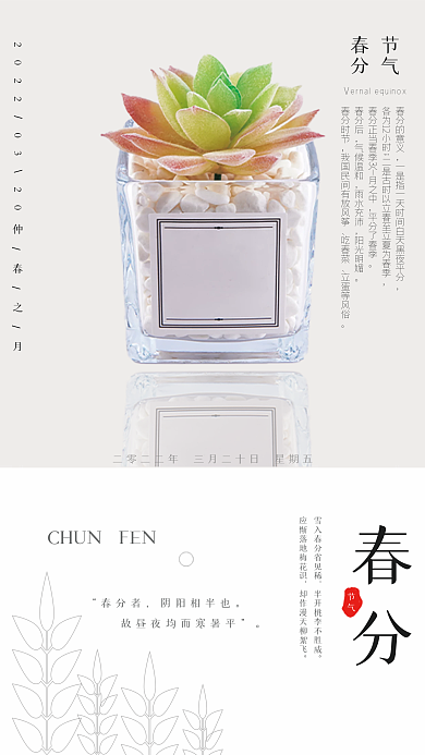 春分传统二十四节气创意简约海报