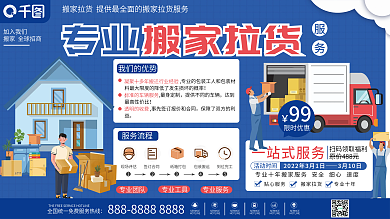 搬家拉货背景展板