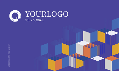 紫色商务名片几何高端简约大气个人创意名片