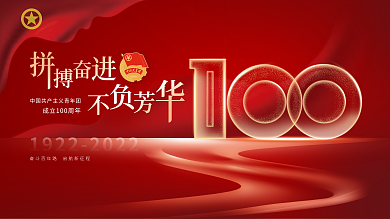 党建风红色中国共青团成立100周年展板