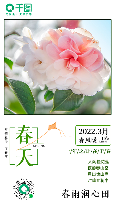 UI新媒体春天氛围鸟语花香清新日签