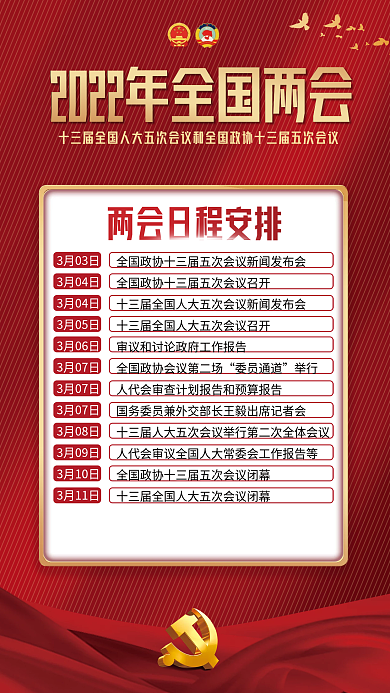 2022年两会议程宣传海报