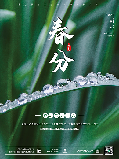 简约传统二十四节气春季春分海报