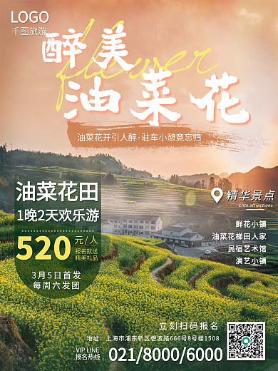 春季春天赏花花季油菜花宣传旅游海报