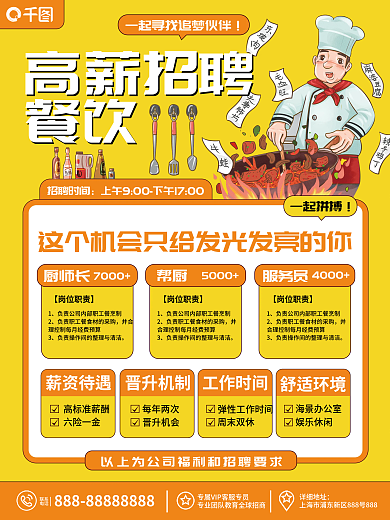 餐饮业员工招聘海报