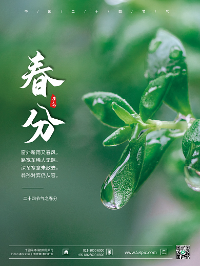 简约绿色传统节气春分海报