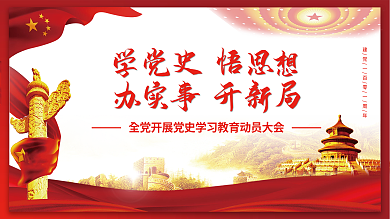 学党史悟思想办实事开新局党建展板海报