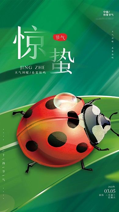 惊蛰中国传统二十四节气海报