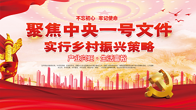 简约中央一号文件乡村振兴三农工作宣传展板