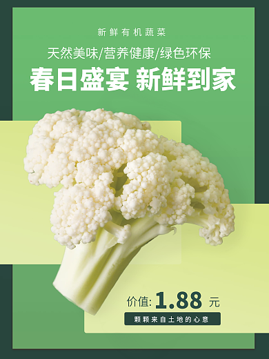 绿色花菜销售海报