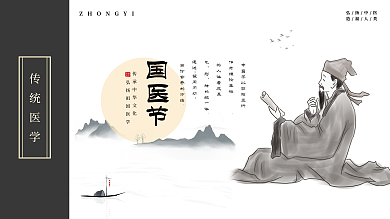 古典中国风古风中医医术国医节展板