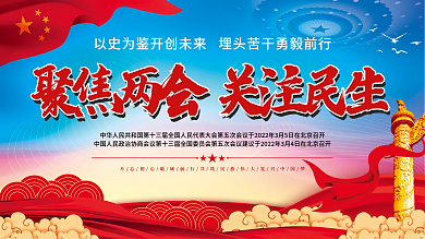 聚焦两会党建会议展板海报