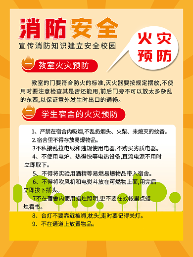 校园消防安全知识海报
