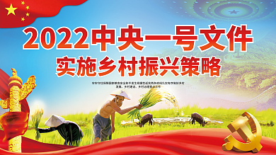 简约创意中央一号文件乡村振兴三农展板