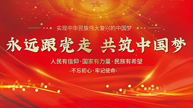 红色不忘初心跟党走中国梦党建展板海报背景