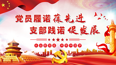 党员履诺葆先进支部践诺促发展党建展板海报