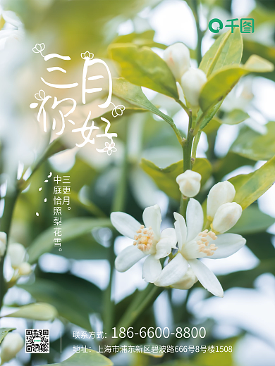 三月你好春天花朵公益海报