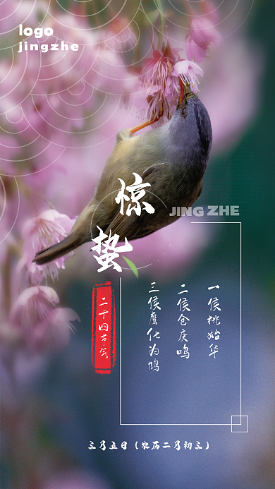 中华传统文化二十四节气惊蛰商务海报