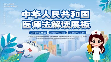 简约中华人民共和国医师法解读展板上下一套