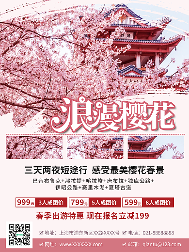 春季春天春游赏花樱花踏青摄影图旅游海报