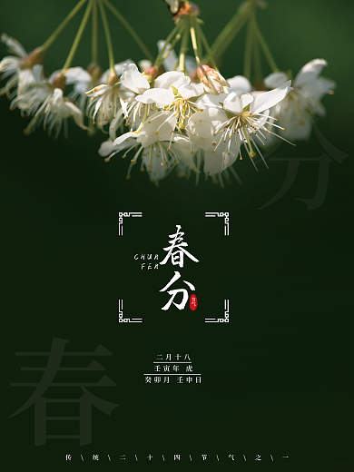 简约二十四节气春分节日海报