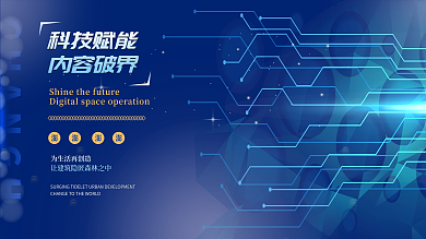 蓝色商务互联网线条炫光高端科技展板