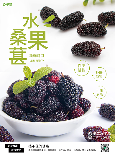 可爱水果桑葚销售海报