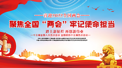 聚焦全国两会牢记使命担当党建展板设计