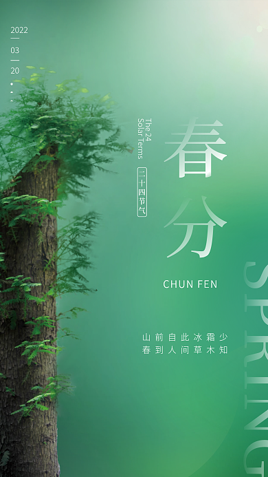 简约小清新二十四节气春分节气海报