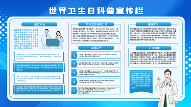 简约风世界卫生日科普宣传栏展板