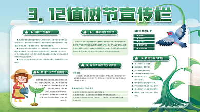 312浇树简约植树节科普内容展板